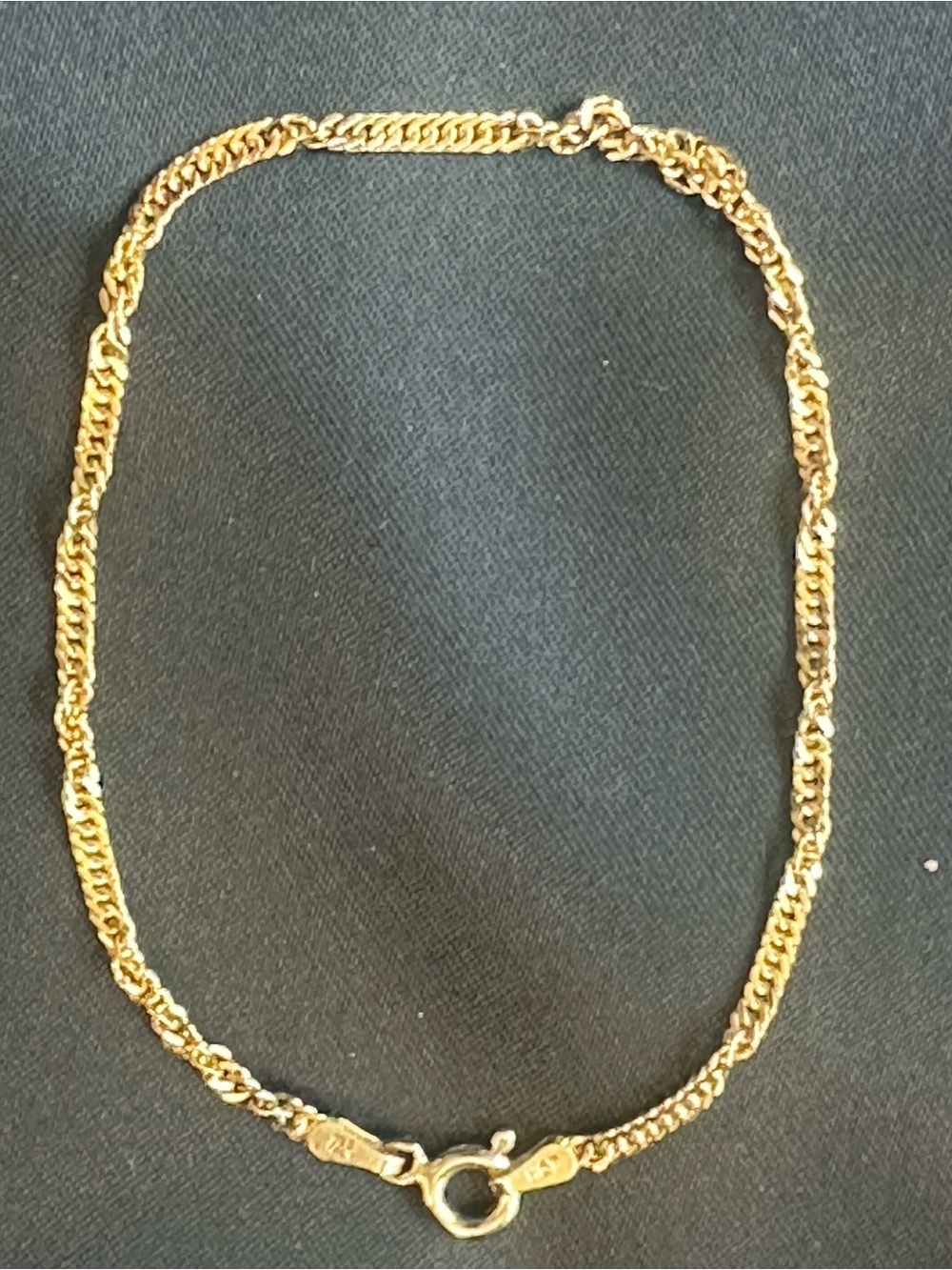 VINTAGE 14KT Vermeil 925 Italian Silver 7.25 Inch Twisted Herringbone Bracelet